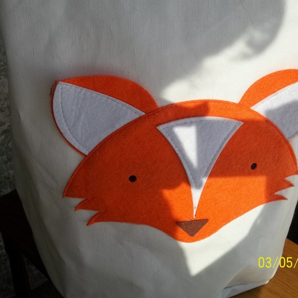 Foxy Ivory Canvas Hamper/Storage/Bin/Tote, Matching Side Handles